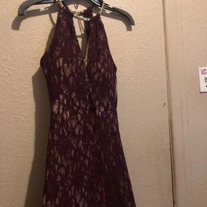 Maroon sequins homecoming dress